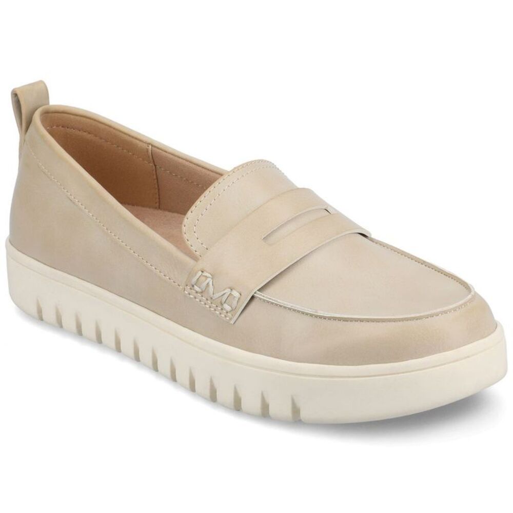Journee Women's Tayla Medium and Wide Width Penny Loafer Beige 8